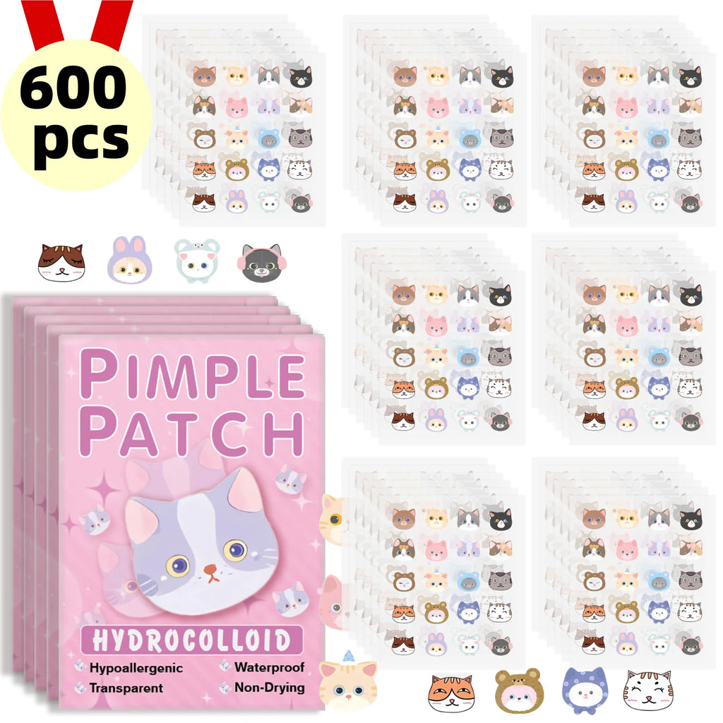 600pc Cartoon Cat Acne Patches – Ultra-Thin Hydrocolloid Dots
