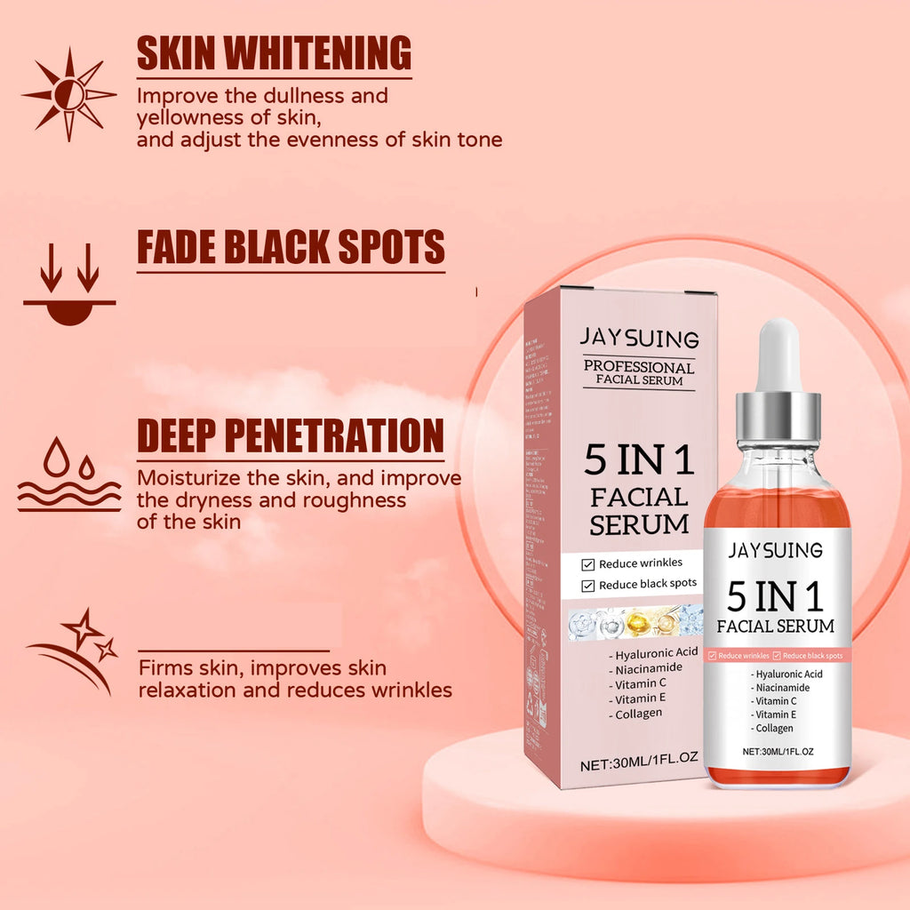 5-in-1 Brightening Face Serum – Hyaluronic Acid, Niacinamide & Vitamin C