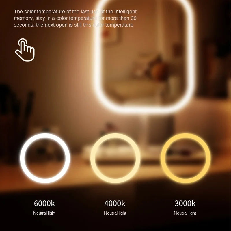 LED Vanity Mirror with 3-Color Lighting – Desktop Makeup Mirror