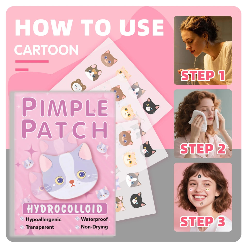 600pc Cartoon Cat Acne Patches – Ultra-Thin Hydrocolloid Dots