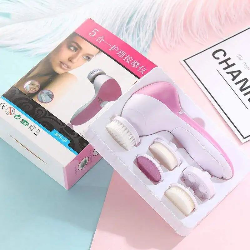 Electric 5-in-1 Facial Cleansing Brush & Massager
