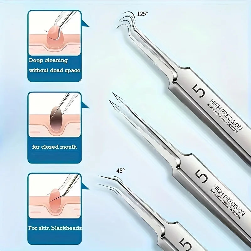 8-Piece Stainless Steel Blackhead & Blemish Extraction Kit