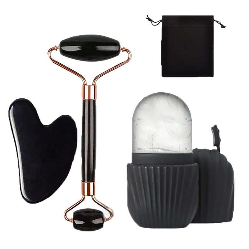Ice Roller & Gua Sha Facial Set – Pore Tightening & Contouring