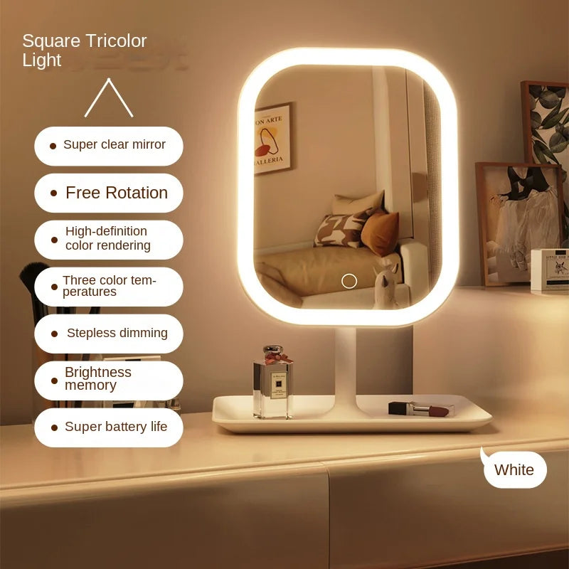 LED Vanity Mirror with 3-Color Lighting – Desktop Makeup Mirror