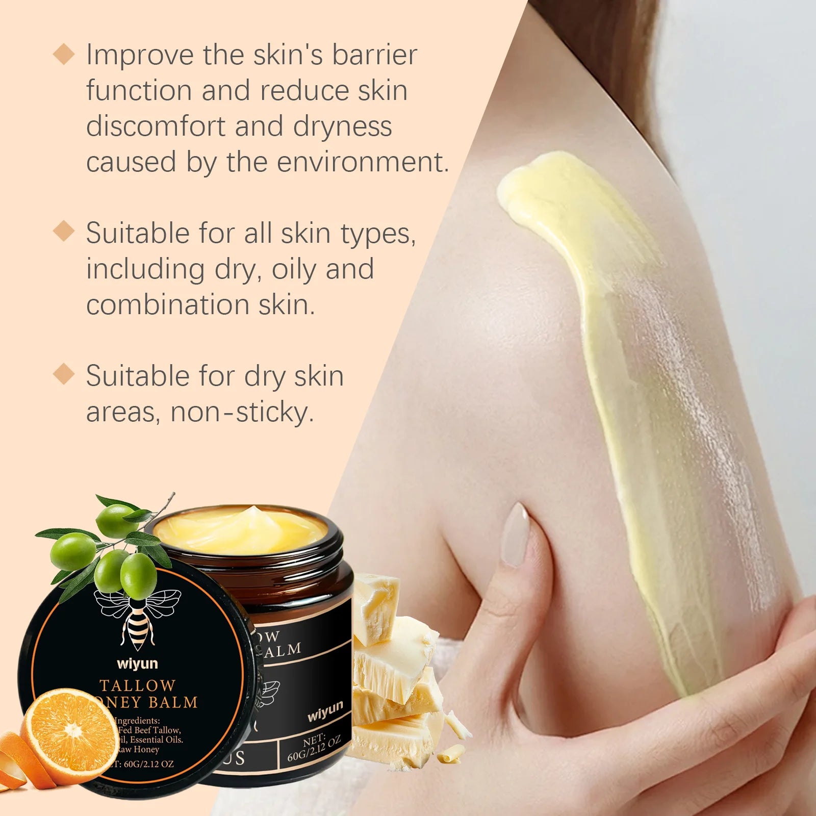 Tallow Honey Glow Cream – Deep Hydration & Skin Firming