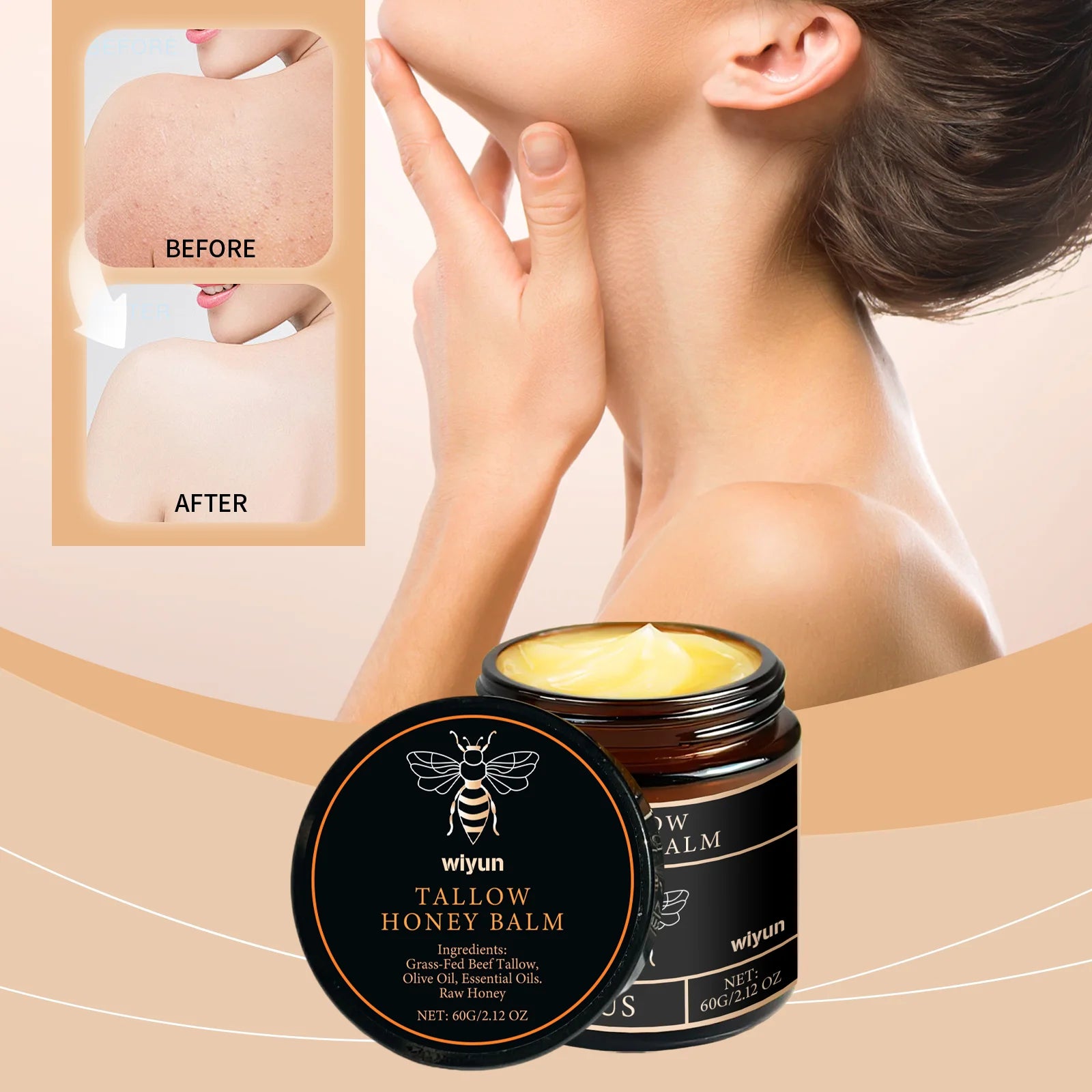 Tallow Honey Glow Cream – Deep Hydration & Skin Firming