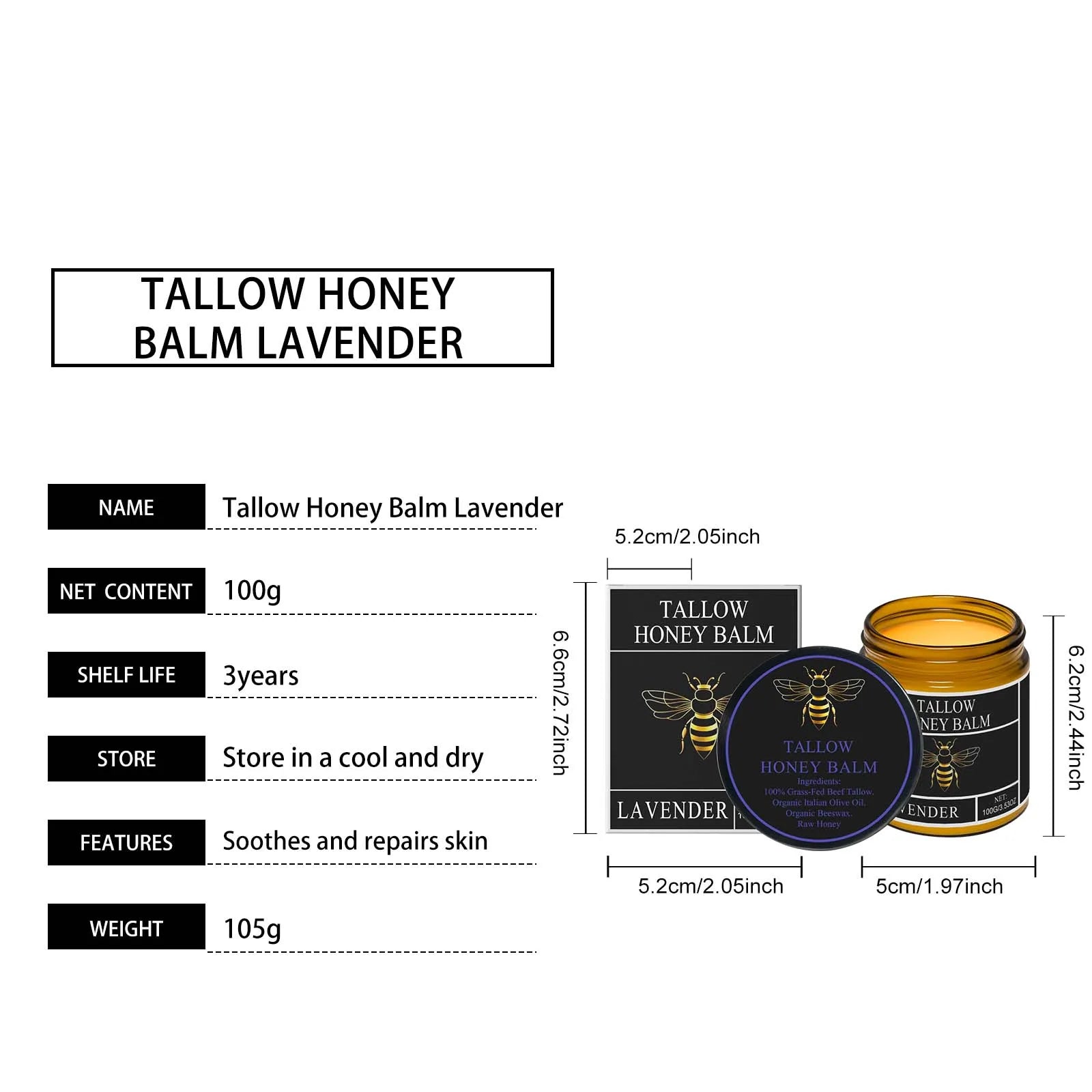 Tallow Honey Glow Cream – Deep Hydration & Skin Firming