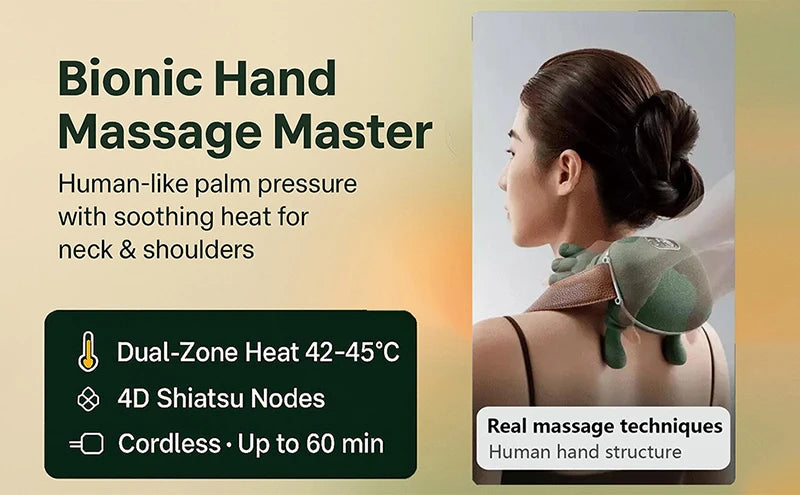 Bionic Neck & Shoulder Kneading Massager – 3-Level Heat
