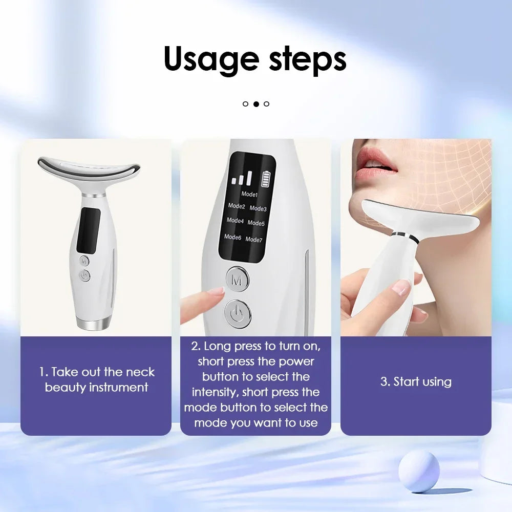 Portable 7-Color LED Neck & Face Lifting Massager