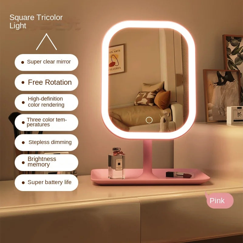 LED Vanity Mirror with 3-Color Lighting – Desktop Makeup Mirror