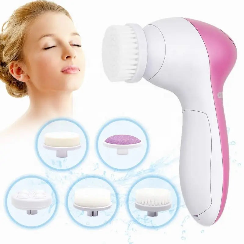 Electric 5-in-1 Facial Cleansing Brush & Massager