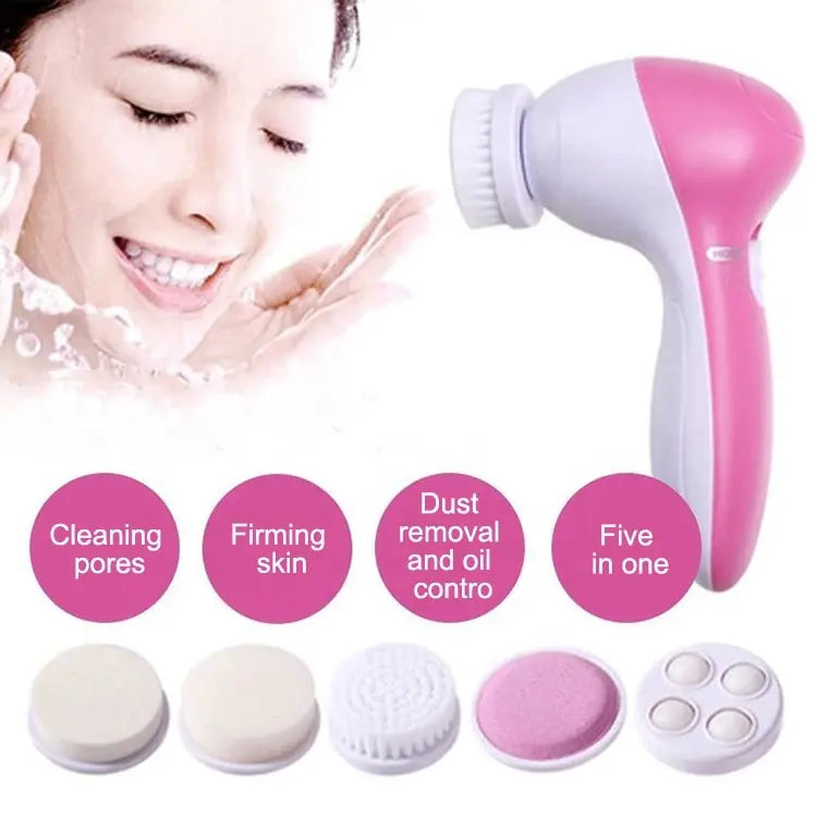 Electric 5-in-1 Facial Cleansing Brush & Massager