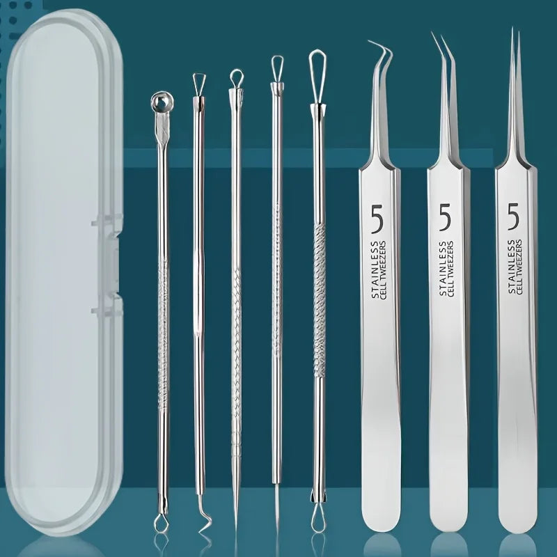 8-Piece Stainless Steel Blackhead & Blemish Extraction Kit