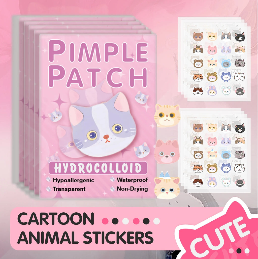 600pc Cartoon Cat Acne Patches – Ultra-Thin Hydrocolloid Dots