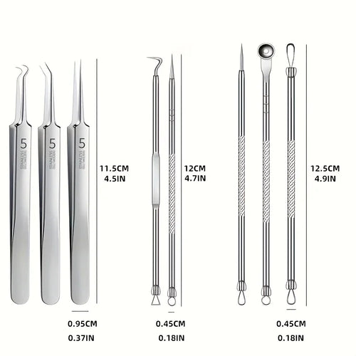 8-Piece Stainless Steel Blackhead & Blemish Extraction Kit