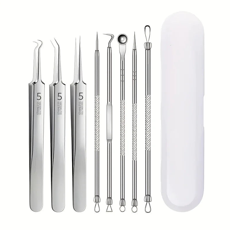 8-Piece Stainless Steel Blackhead & Blemish Extraction Kit