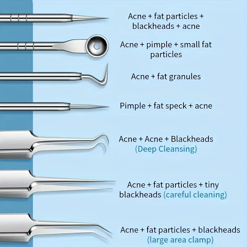 8-Piece Stainless Steel Blackhead & Blemish Extraction Kit