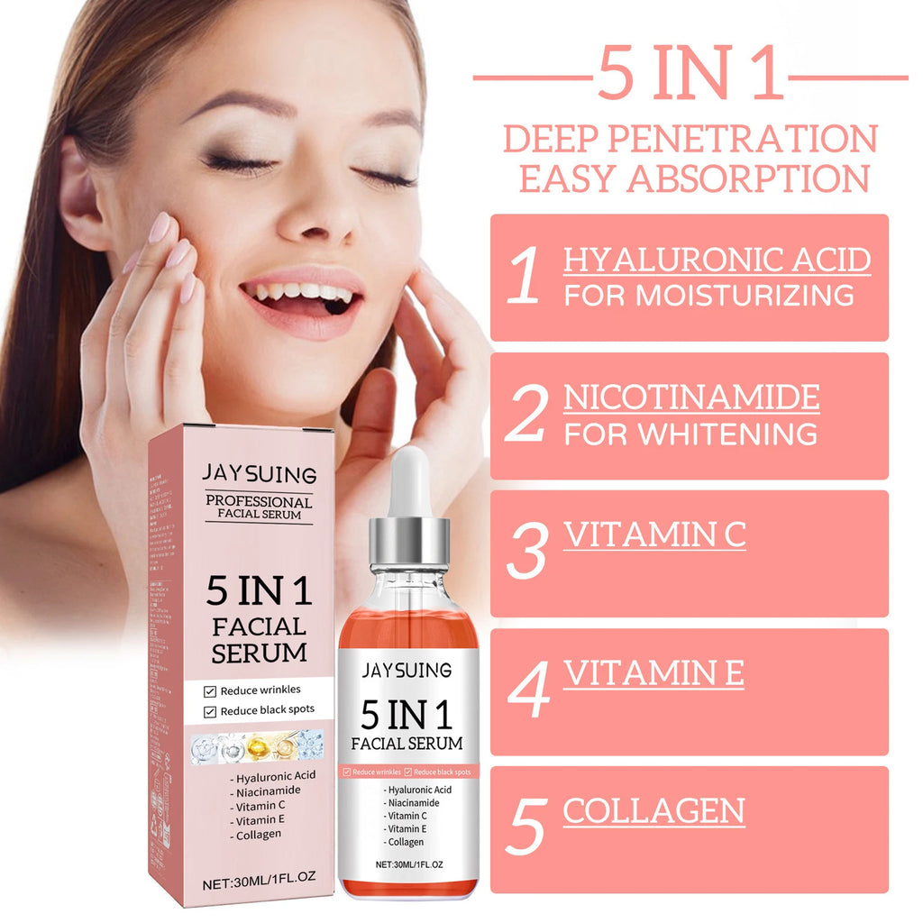 5-in-1 Brightening Face Serum – Hyaluronic Acid, Niacinamide & Vitamin C