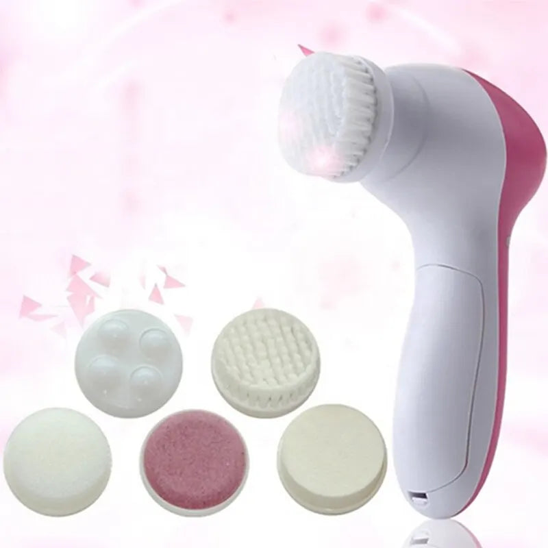 Electric 5-in-1 Facial Cleansing Brush & Massager