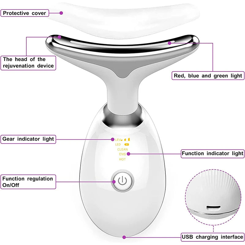 7-Color LED Neck & Face EMS Lifting Wand – Anti-Wrinkle